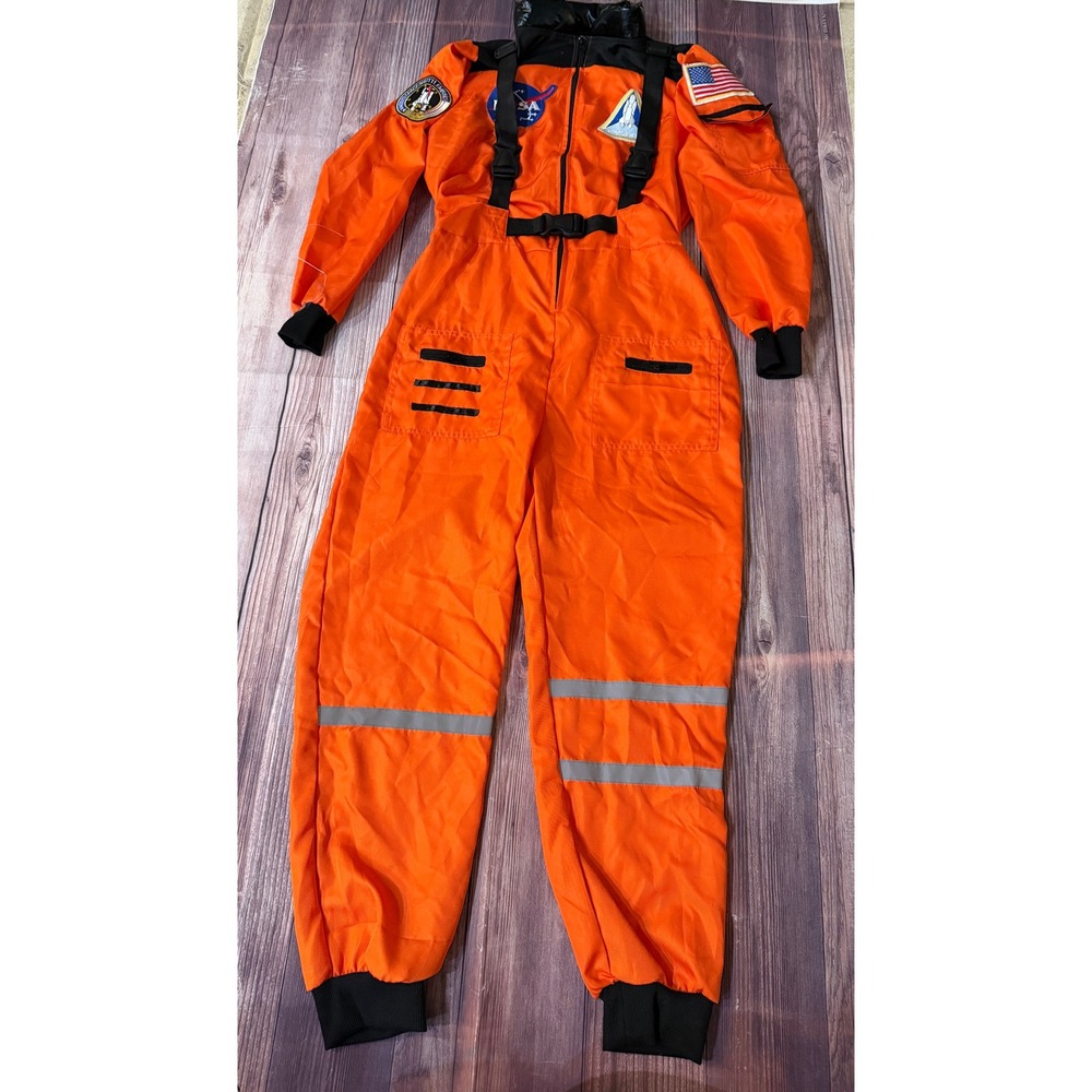 NASA Astronaut Flight Suit Costume Orange Jumpsuit Men Small Space Shuttle Patch